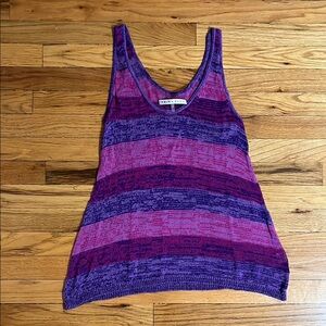 Trina Turk Purple and Pink Ribbed Sleeveless Tank Top